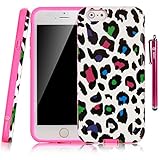 iPhone 6 Case, Style4U iPhone 6 Colorful Leopard Design Slim Fit Hybrid Armor Case for Apple iPhone 6 4.7-inch with 1 Stylus and 1 HD Clear Screen Protector [Leopard Hot Pink]