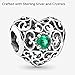 Pandora Jewelry - May Signature Heart Charm in Sterling Silver with Royal Green Crystals