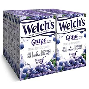Welch's Singles To Go Water Drink Mix - Grape Powder Sticks (12 Boxes with 6 Packets Each - 72 Total Servings)