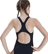 Speedo Girls Eco Endurance+ Medalist Swimsuit True Navy Chlorine Resistant view 2