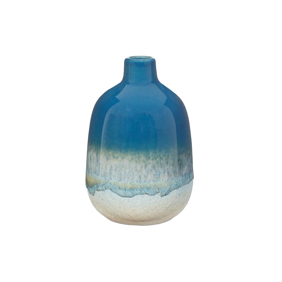 Sass & Belle Mojave Glaze Blue Vase - Small Ceramic Vase for Table Decoration Modern Home Decor Accent Piece Decorative Flower Vases for House Gifts designed by Sass and Belle