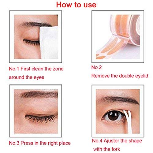 Eye Tape.Invisible Waterproof Double Eyelid Tape,2400pcs One Side Instant Lift Double Eyelid Sticker Dup Eyelid Tape Adhesive Magic Charm Big Eye Fiber(4 Roller+Fork Rods) - Thumbnail 3