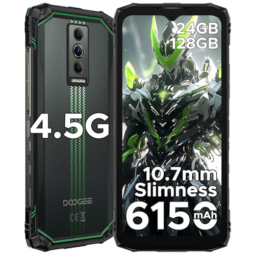 DOOGEERugged Blade 10 Energy Rugged Smartphone 4.5G, 24GB+128GB(TF 2TB), 6.56" HD+90Hz Indestructible Phone Android 15, 6150mAh Battery, Octa Core, 16MP+8MP, Widevine L1/IP68/P69K/GPS/Face ID/NFC