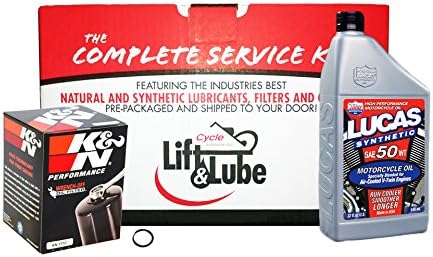 Harley Davidson V-Rod Basic Box of Lube with K&amp;N Motorcycle Oil Filter with Lucas Semi-Synthetic 10w-40 Oil