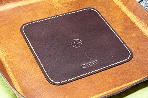 Leather Valet Tray - Full Grain Horween Leather / Desk Organizer / Design Tray / Horween Bi-color - Thumbnail 3