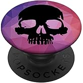 Black Skull - Pink Purple Polygon PopSockets Adhesive PopGrip