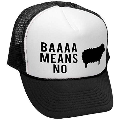 BAAAAAA MEANS NO sheep parody joke gag - Adult Trucker Cap Hat, Black