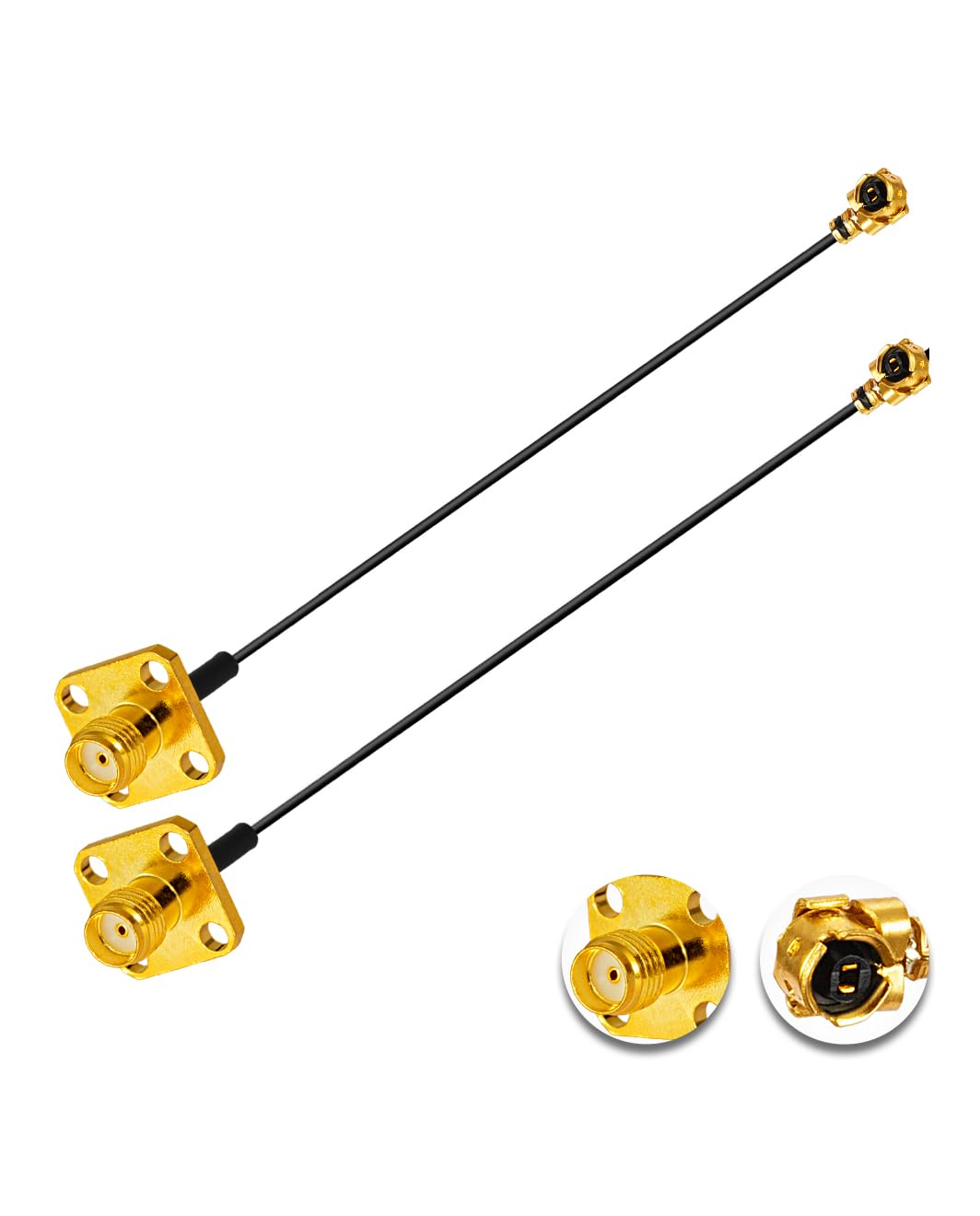 Vecys 2PCS U.F.L1 to SMA Cable U.F.L1 to SMA Female Flange Panel Mount 1.13mm Mini-Coaxial Pigtail Cable 4" /10CM for Wireless Routers Mini PCIE Network Cards PCI Wi-Fi WAN Repeater