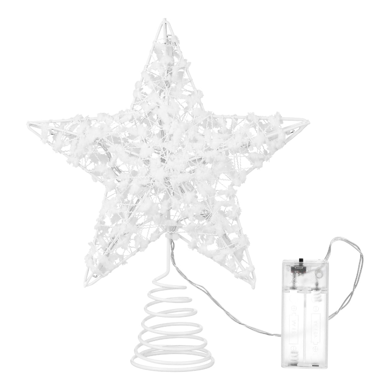 WOFASHPURET Christmas Tree Topper, Glittered Xmas Hollow Star, 3D Christmas Star Tree Topper, White Light LED Treetop for Home Decor(2.36x10.24x7.87in)