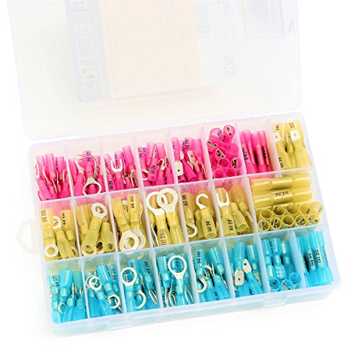 270 pc heat shrink wire connector kit - electrical crimp connecto…