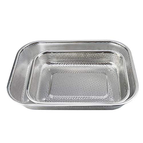 Steam Table Pan 2-piece Perforated Colander Strainer Set for Vegetable Fruit Fast Drainage