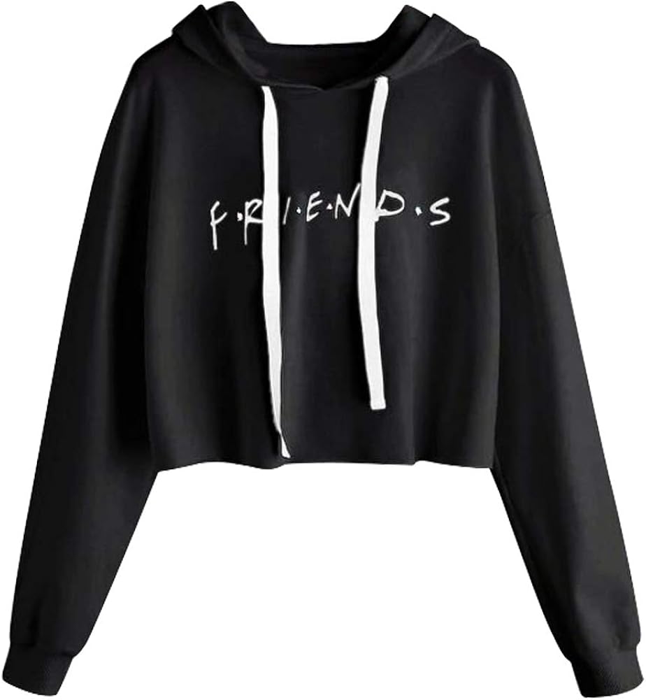 Women Girls Hoodies Friends Letter Printed Casual Crop Tops Spring ...