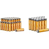 Amazon Basics 48 Pack AA High-Performance Alkaline Batteries, 10-Year Shelf Life, Easy to Open Value Pack & 20 Pack AAA High-