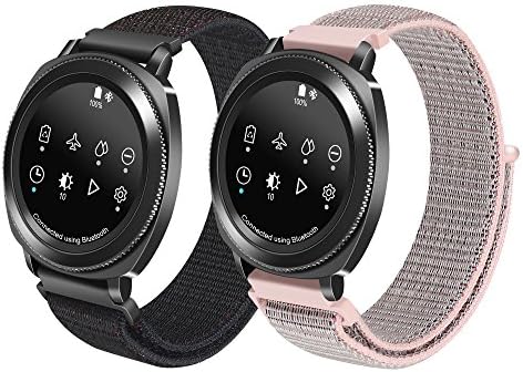 Pwkutn 20mm Woven Nylon Sport Breathable Loop Watchband Wrist Strap for Samsung Gear Sport/Gear S2 Classic/Vivoactive 3/Amazfit Bip Smart Watch