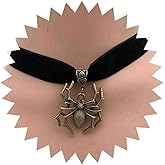 Yheakne Gold Large Spider Leather Choker Necklace Gothic Spider Collar Necklace Punk Spider Pendant Necklace Black Velvet Necklace Choker Necklace Spider Halloween Necklace Jewelry for Women