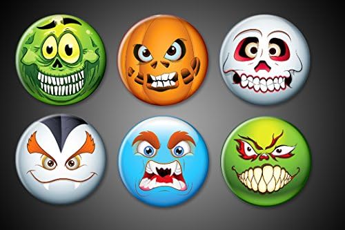 Halloween Emoji Magnets Set Pumpkin faces skeletons skulls vampires scary spooky holiday magnets for fridge or boards