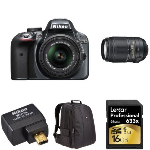 Nikon D3300 DXformat DSLR Kit w/ 1855mm and 55300mm Lenses (Grey