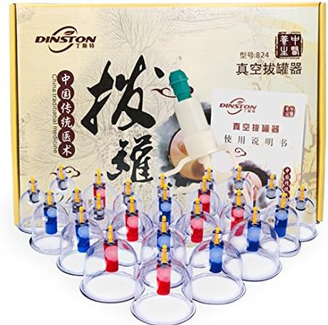 Chinese Cupping Therapy Set , With Nipple Sucker, 24 Pieces Set, Biomagnetic Chinese Body Therapy, Pain Relief, Cellulite Treatment, Professional Kit With Pumping Handle