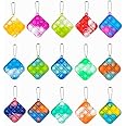 Simple Fidget Toys Stress Relief Hand Toys, Mini Pop Push it Fidget Toy Keychain for Kids Adults, Mini Pop Push it Bubble Fid