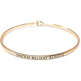 by you Inspirational Positive Message Engraved Thin Cuff Bangle Hook Bracelet