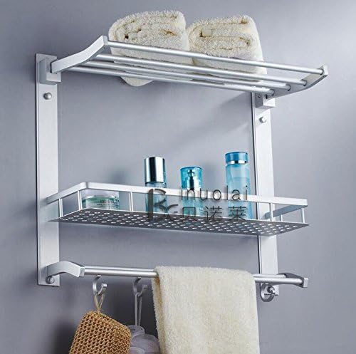 LJMM Space aluminum bathroom shelf aluminum bathroom shelf bathroom towel rack towel rack multifunctional three layer