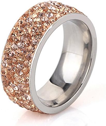 Van Unico Eternity Ring 5 Rows Crystal Zircon Stainless Steel Rings for Women Size 6 7 8 9 10(8)
