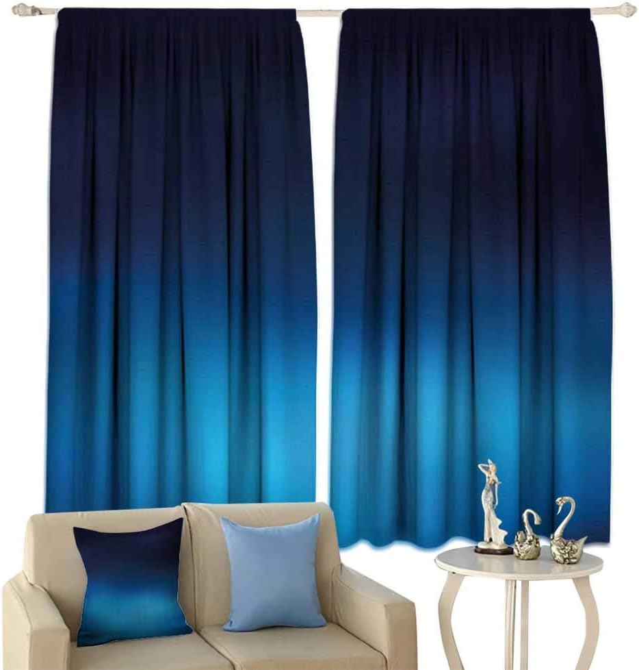 Amazing Navy Blackout Curtains, Ombre Style Deep Sea Ocean Underwater Themed Art Print Window