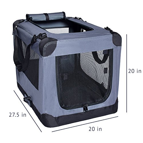 Dog Soft Crate 27 Inch Kennel for Pet Indoor Home & Outdoor Use - Soft Sided 3 Door Folding Travel Carrier with Straps - Arf Pets