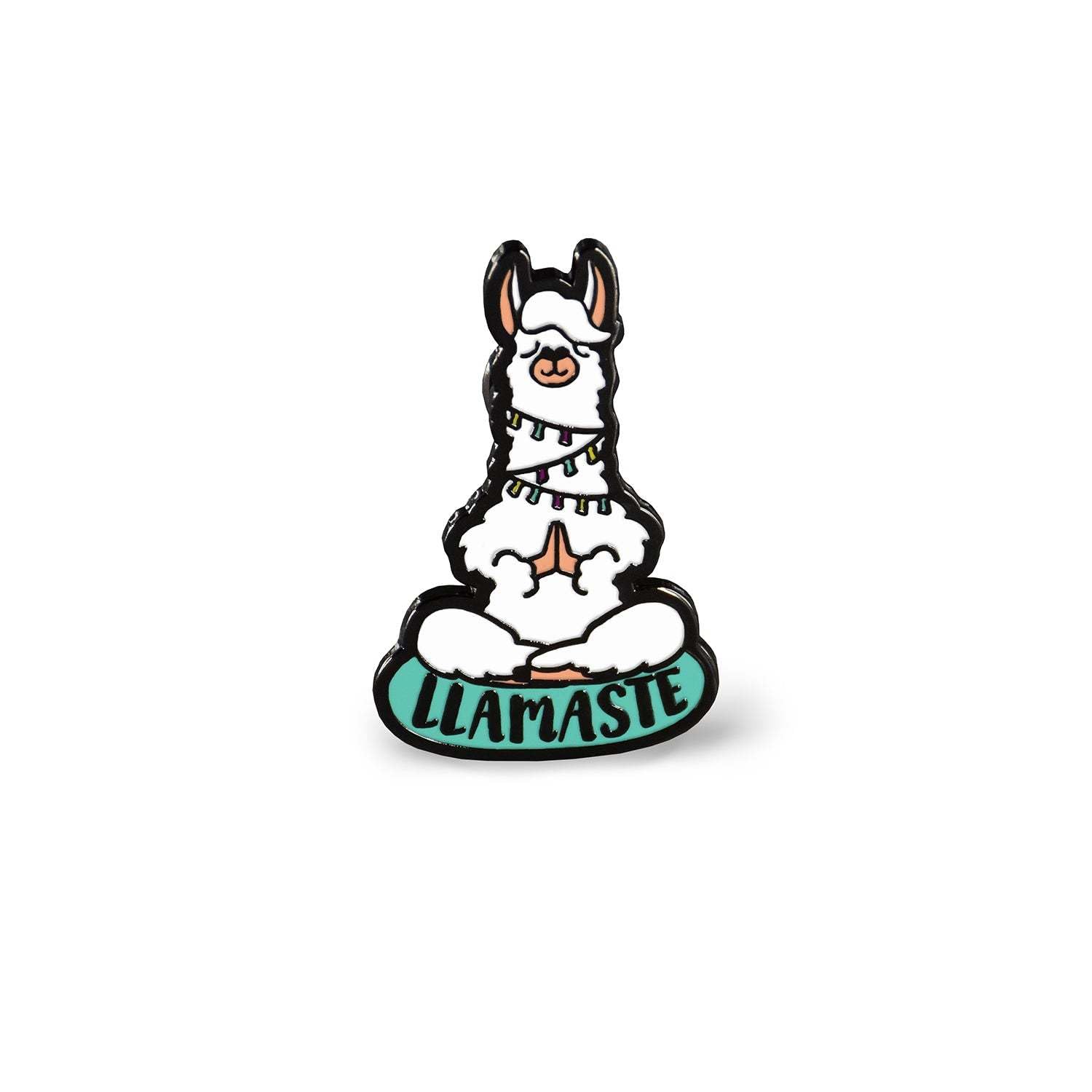 Pun Enamel Pin by LifeBeats | Cute Pin for Clothes, Jackets, Hats, Bags, and Lanyards | Hat Pin Comes with a Greeting Card | Lapel Pin with Sturdy Backing, (Llamaste)