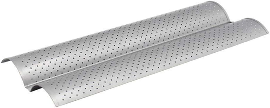 HotMall-US Nonstick Perforated Baguette Pan, 2/3/4-Slot Crusty Perforated Non Stick Baguette French Bread Bake Tray Pan Tool 2-Slot