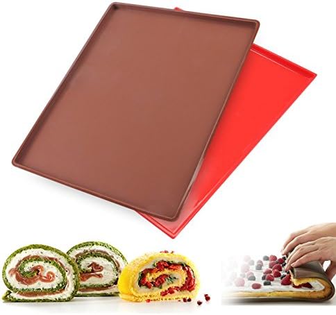 Baking Mat, Swiss Roll Cake Roller, Haranges Non-stick Silicone Oven Mat Cake Roll Mat Baking Mat Functional Baking Macaron Cake Pad Swiss Roll Pad Bakeware Baking Tools (Random) Pack of 1