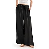 SUUKSESS Women Wide Leg Linen Pants with Pocket High Waisted Lounge Palazzo Pant