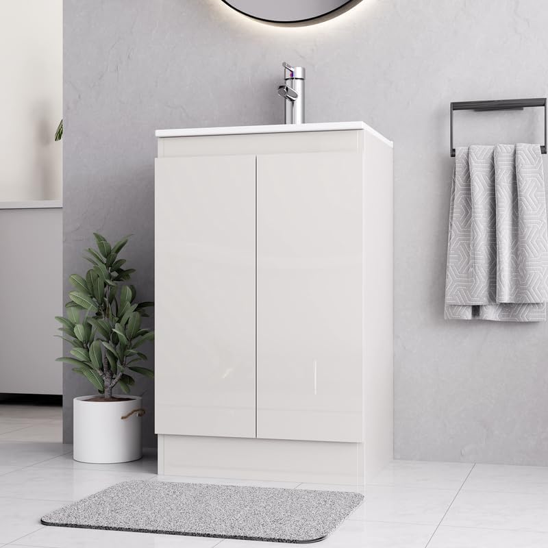 BELOFAY 500mm Floor Standing Vanity Unit with Basin Denvor White