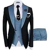 Wangyue Mens Suits 3 Piece Slim Fit Suit for Men Wedding Double Breasted Prom Tuxedo for Men Formal Dinner Party Suit