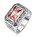 BONLAVIE Men's 8X12mm 6.75ct Created Morganite 925 Sterling Silver Engagement Ring Wedding Band