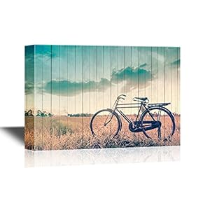 Canvas Wall Art - Beautiful Landscape Image with Bicycle in Vintage Tone Style - Gallery Wrap Modern Home Art | Ready to Hang - 12x18 inches