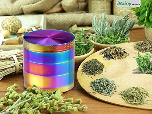 iRainy [5 Piece] Spice Herb Grinder with Pollen Catcher, 2.1 Inch, Metal Black (Dazzy Multicolor) - Thumbnail 6