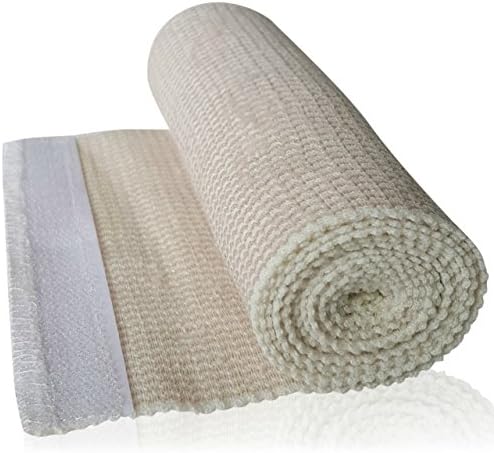HGP Cotton Elastic Bandage 2 Pack with Hook &amp; Loop Closure on Both Ends. 6 Inch Wide X 15 Feet (stretched) Latex Free. Perfect Compression Wrap for Bandaging Knee, Leg, Ankle or Body.
