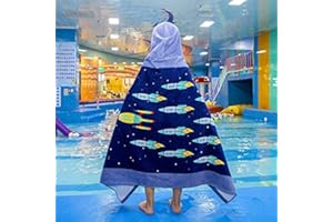 Wowelife Kids Beach Towels, Hooded Towels for Kids, Poncho Towel Wrap, Premium 100% Cotton Soft and Breathable, Extra Large 50"x30", Multi Use for Bath Pool Beach Swim Bathroom
