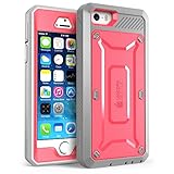 iPhone 5S Case, SUPCASE [Heavy Duty Belt Clip Holster] Apple iPhone 5S Case Compatible with iPhone 5 [Unicorn Beetle PRO Series] Full-body Rugged Hybrid Protective Cover with Built-in Screen Protector (Pink/Gray), Dual Layer Design + Impact Resistant Bumper