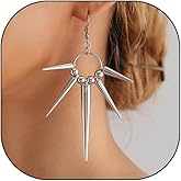 925 Silver Gothic Spike Dangle Drop Earrings, Punk Rock Flame Party Costume Accessories, Barbed Thorn Outfits Dangling Jewelry Gifts for Women