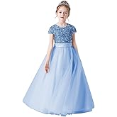 Flower Girl Dresses Wedding Bridesmaid Sequins Tulle Puffy Skirt Girls Birthday Party Pageant Gown Floor Length