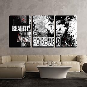 3 Piece Canvas Wall Art - Modern Teenage Girl on Grunge Background. Grunge Style. Modern Generation. - Modern Home Art Stretched and Framed Ready to Hang - 16"x24"x3 Panels