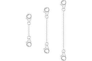 LANCHARMED 3 Pcs 925 Sterling Silver Necklace Extenders Gold Plated Durable Strong Removable Necklace Bracelet Anklet Extension Chain Extenders for Jewelry Making 1 2 3 Inch