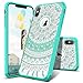 iPhone Xs Case, iPhone X Case, SmartLegend [Totem Series] Shock Absorption Full Body Rugged Bumper Clear with Mandala Floral Design Hybrid Protective Case for iPhone Xs/iPhone X 5.8 Inch - Mint