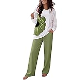 CHICME Womens Pajamas Sets 2 Piece Long Sleeve Lounge Set Loose Pants Pj Sets Loungewear with Pockets