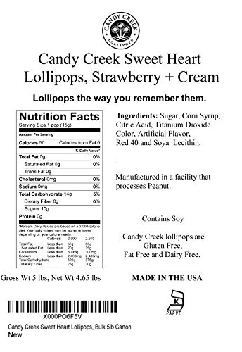 Heart Lollipops by Candy Creek, Bulk 5 lb. Carton, Strawberry Cream Valentine's Candy - Thumbnail 2