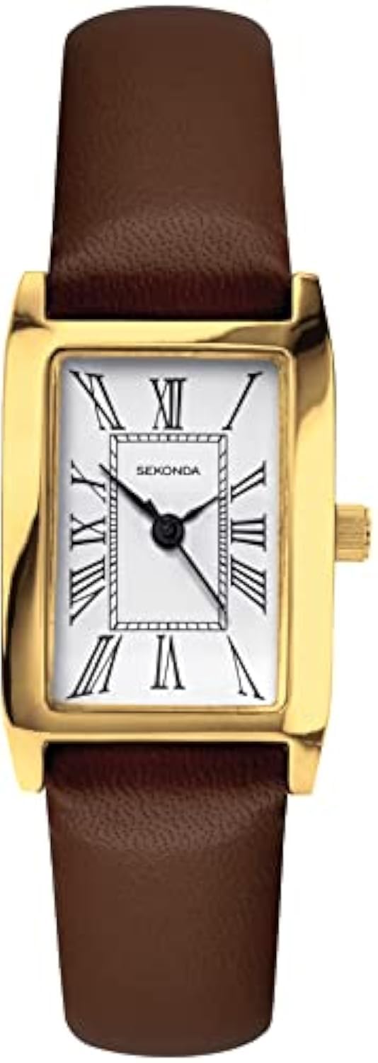 Sekonda Classic Ladies Quartz Watch with White Dial Analogue Display and Brown Strap 40336