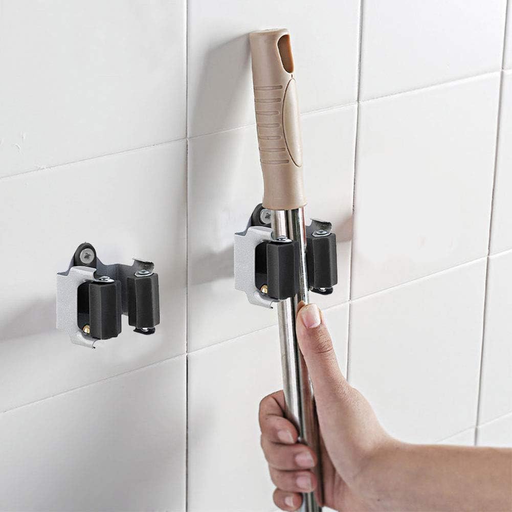 3-H Mop Holder 6 Pack,Brush Holder,Broom Holder Wall Mounted for Kitchen Bathroom Laundry Room Shed Garage Garden(Black) - Image 3