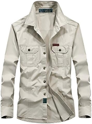 Woodin Plus Size M-6Xl Military Men's Autumn Casual Brand AFS Jeep Man Spring 100% Cotton Long Sleeve Shirts White Gray M